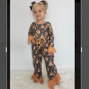 10. Boutique Green and Gold Fox Romper NWT